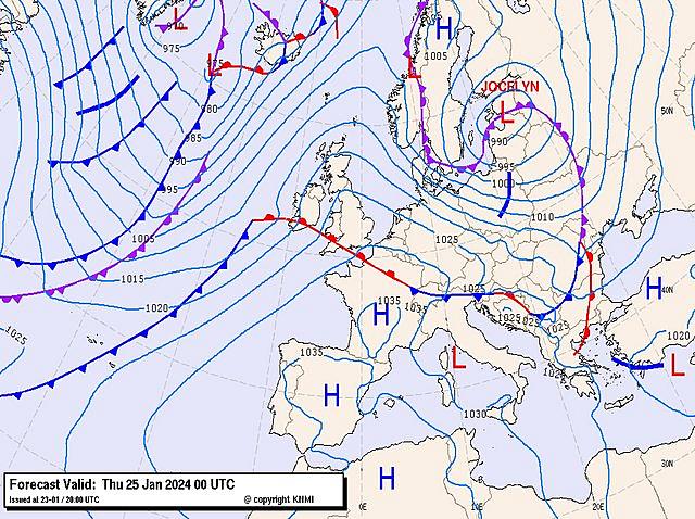 Северный циклон и его атмосферные фронты над Европой