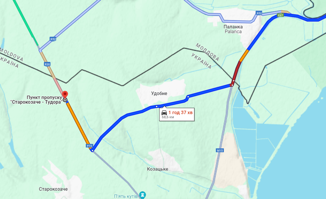 Затори на  КПП  "Старокозаче — Тудора"  16 серпня