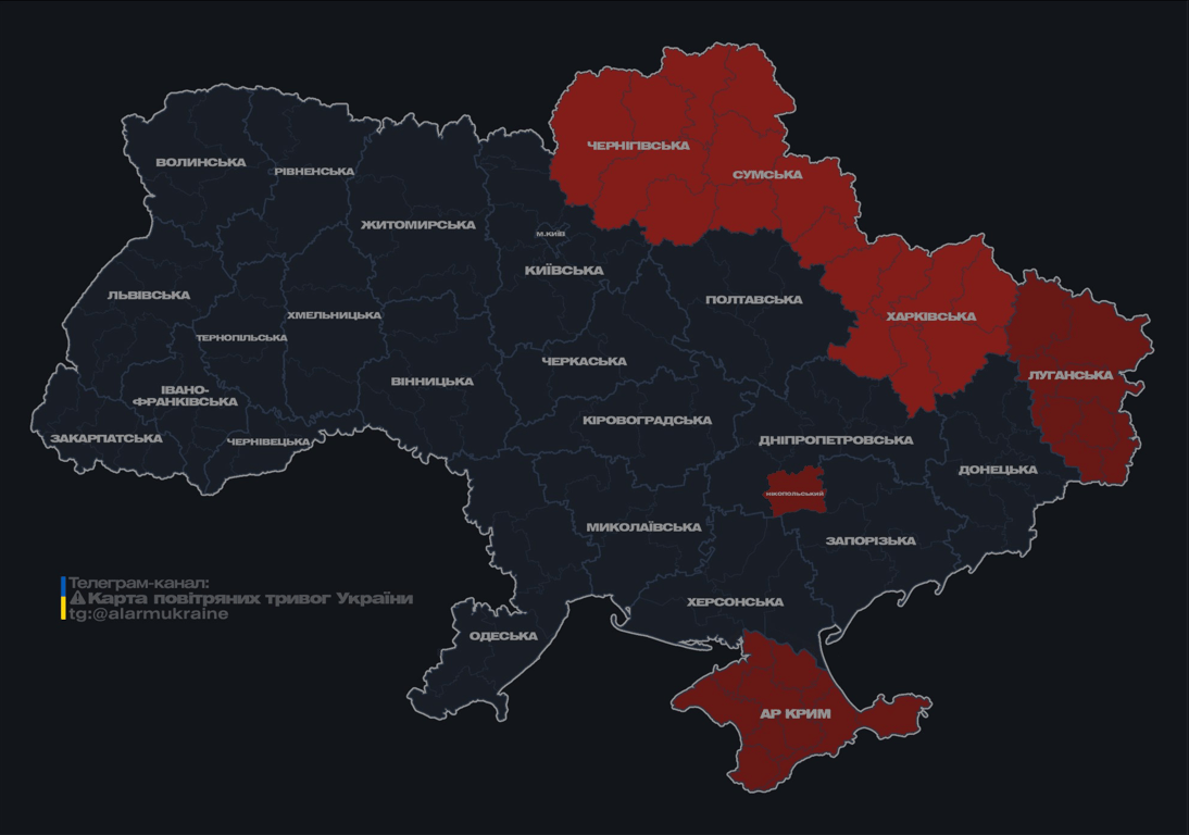 Воздушная тревога в Украине ночью 18 августа