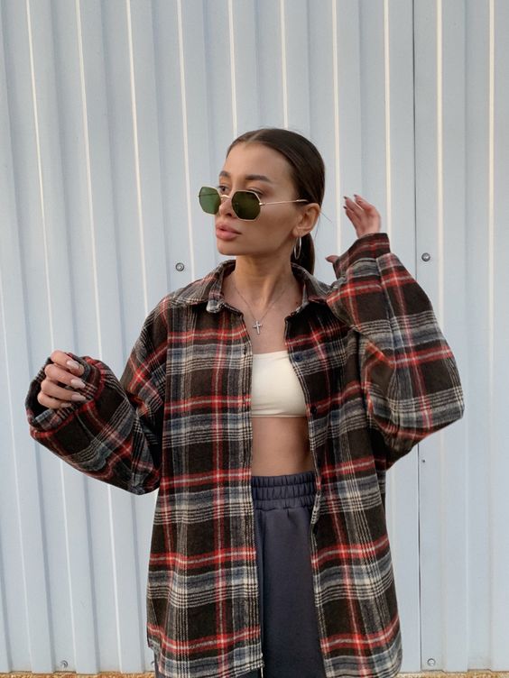 Рубашка в клетку на топ