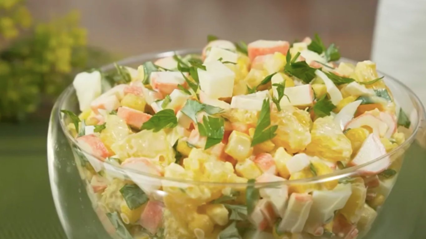 рецепт салату з крабовими паличками