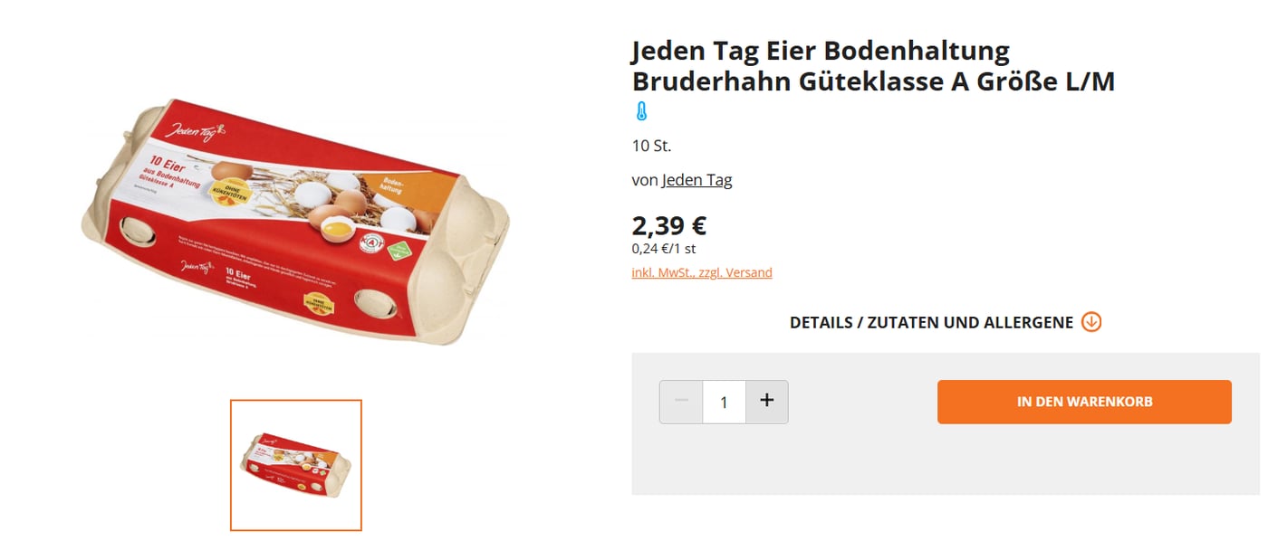 Ціни на яйця у Німеччині