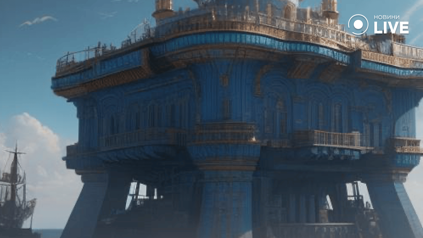 Новый морской вокзал в несколько этажей. Видение нейросети NightCafe