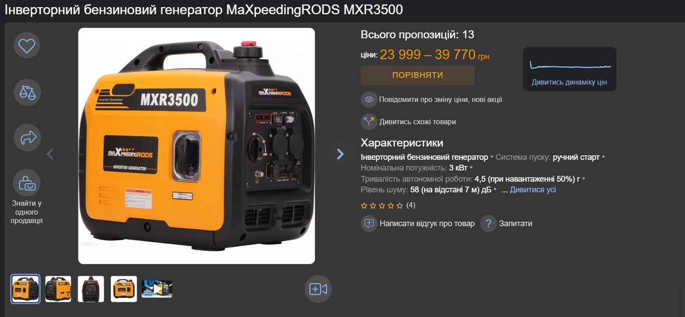Ціни на генератори в Україні станом на липень 2024