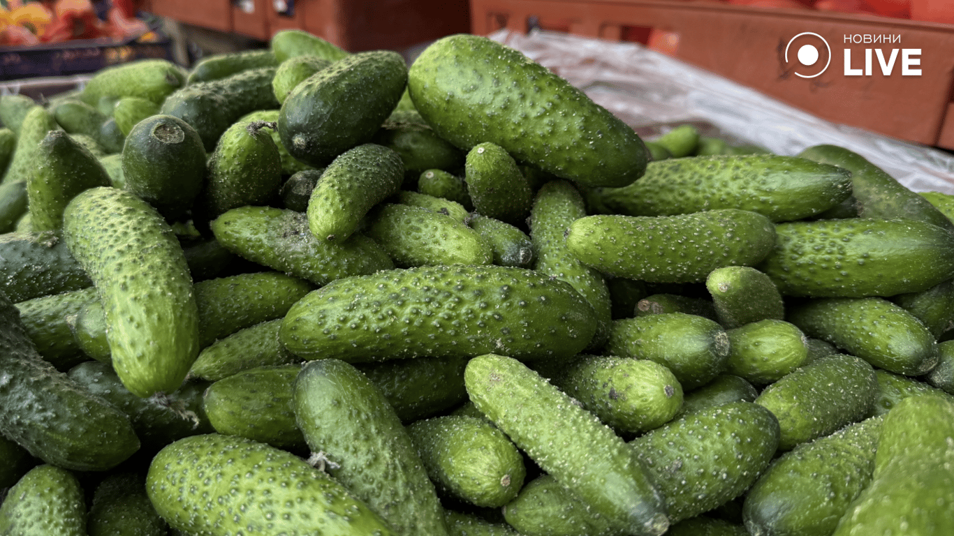 Тепличні огірки на базарі