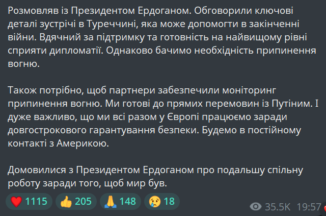 Зеленський обговорив із Ердоганом шляхи до миру - фото 1