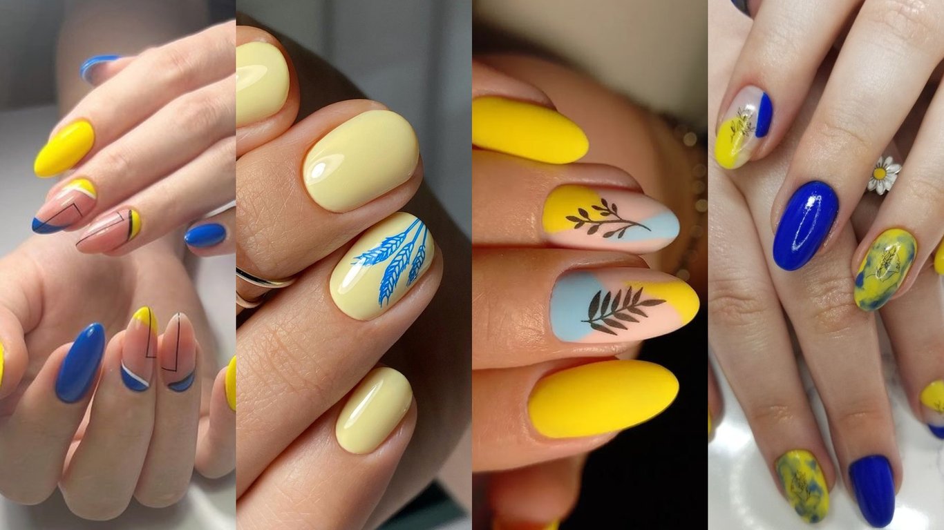 Манікюр у синьо-жовтих кольорах