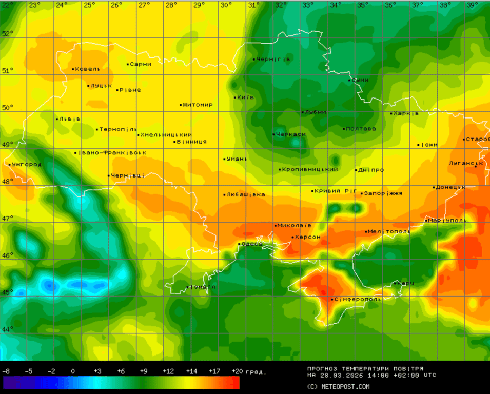 Прогноз погоди в Україні на завтра 28 березня