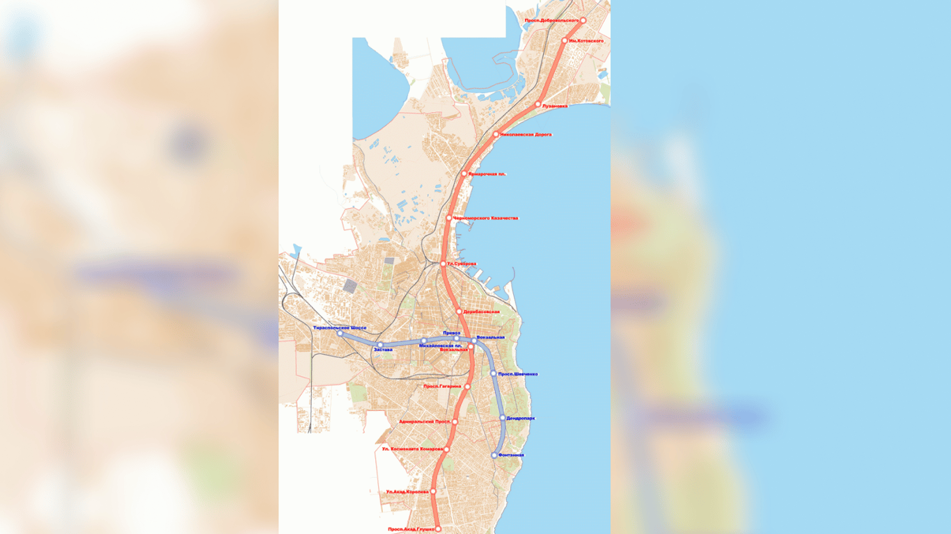 Схема метрополітену в Одесі