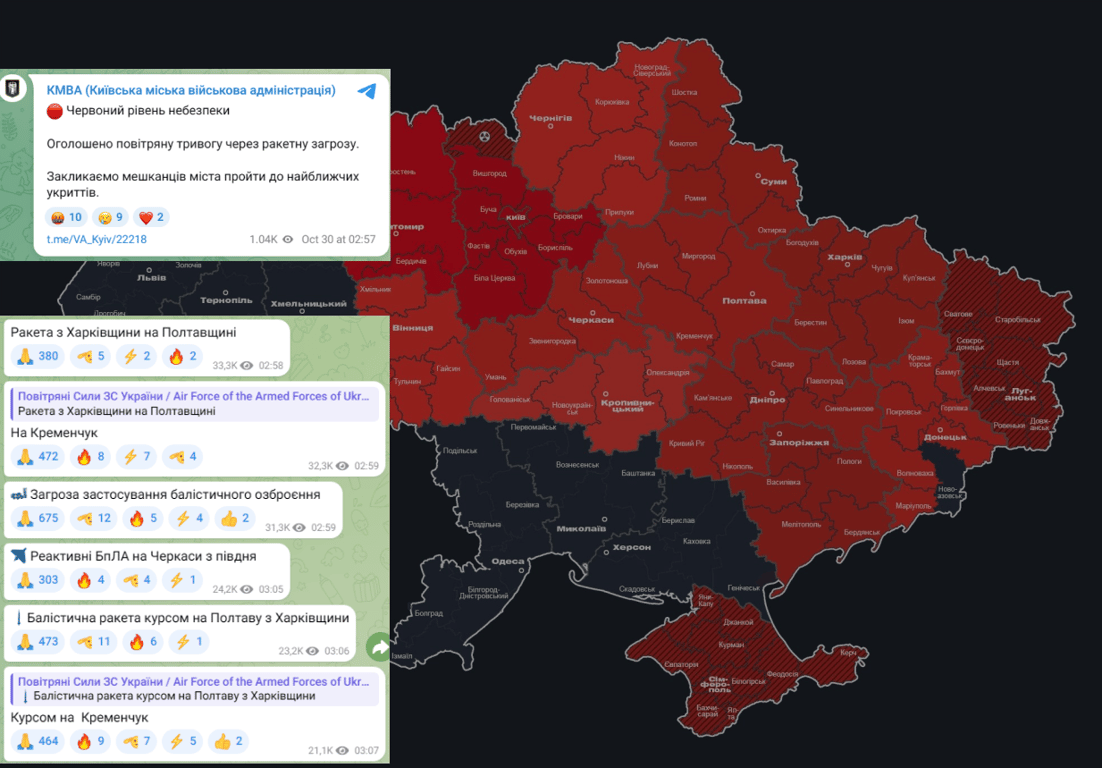 Кременчук під ударом балістики 30 жовтня