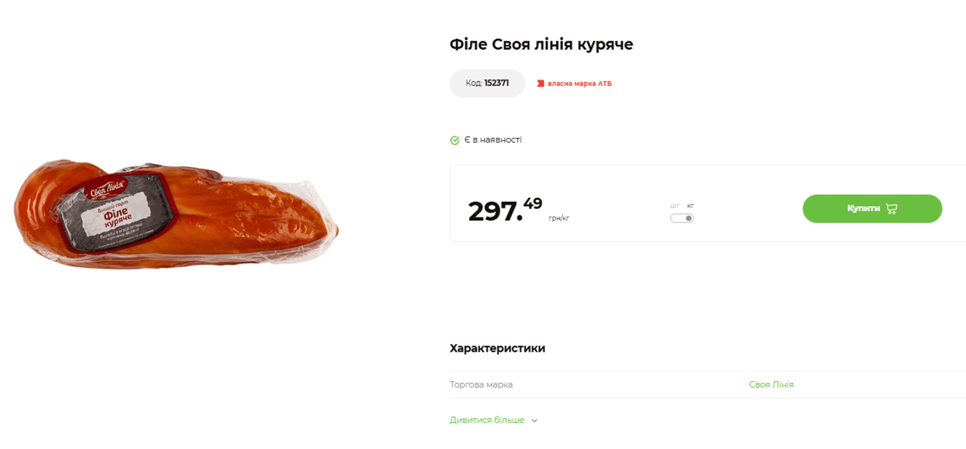 Цены на куриное филе в АТБ