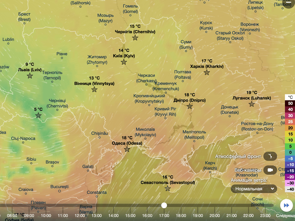 Карта температур