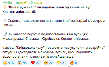 Аварія на одному із київських водопроводів — де не буде води - фото 1