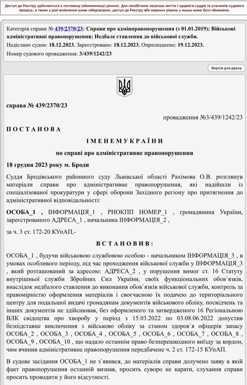 Офіцер ЗСУ зняв з обліку дев'ять чоловіків — як його покарав суд