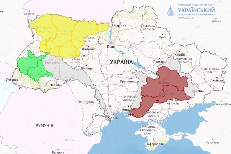 Карта небезпечних погодних умов в Україні сьогодні, 13 грудня, від Укргідрометцентру