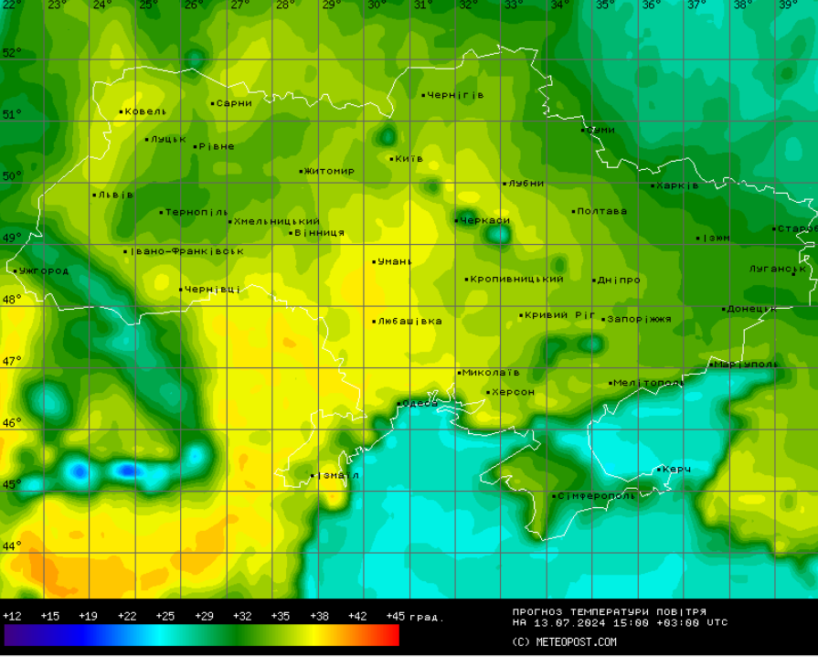 температура повітря 13 липня