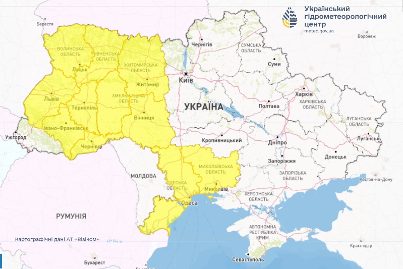 Опасные метеорологические явления в Украине 26 июля