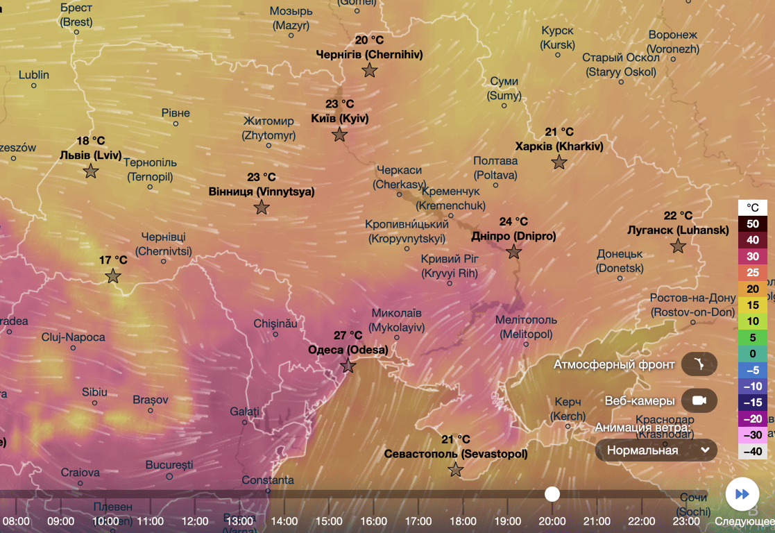 Карта температур
