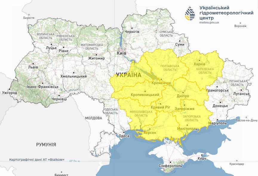 Небезпечні метеорологічні явища в Україні 21 липня 2026 року 