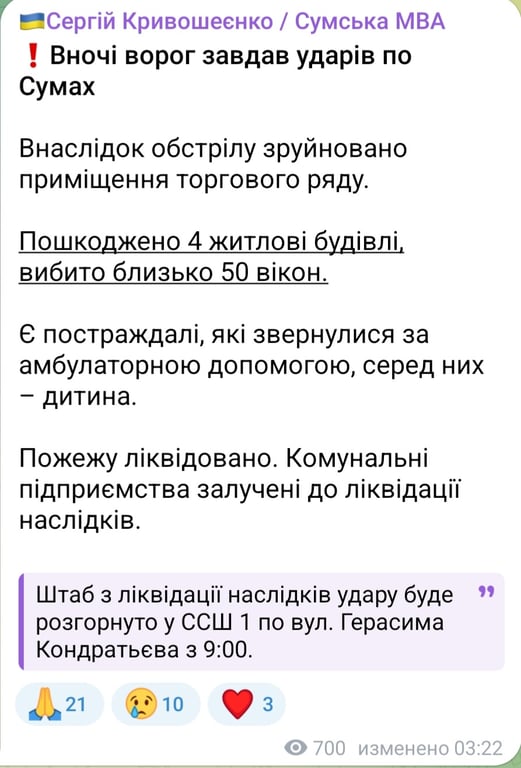 Наслідки атаки на Суми вночі 2 вересня 2025 року 