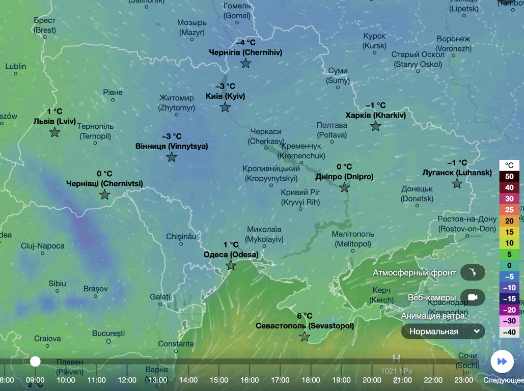 Карта температур