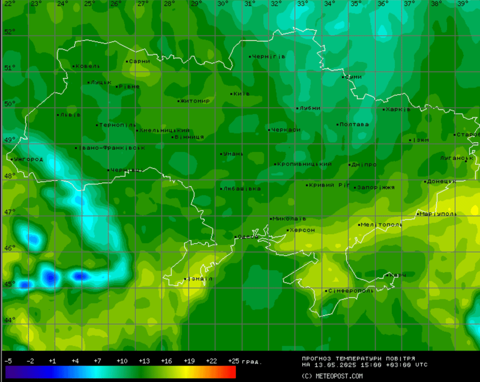 Прогноз погоди в Україні на 13 травня