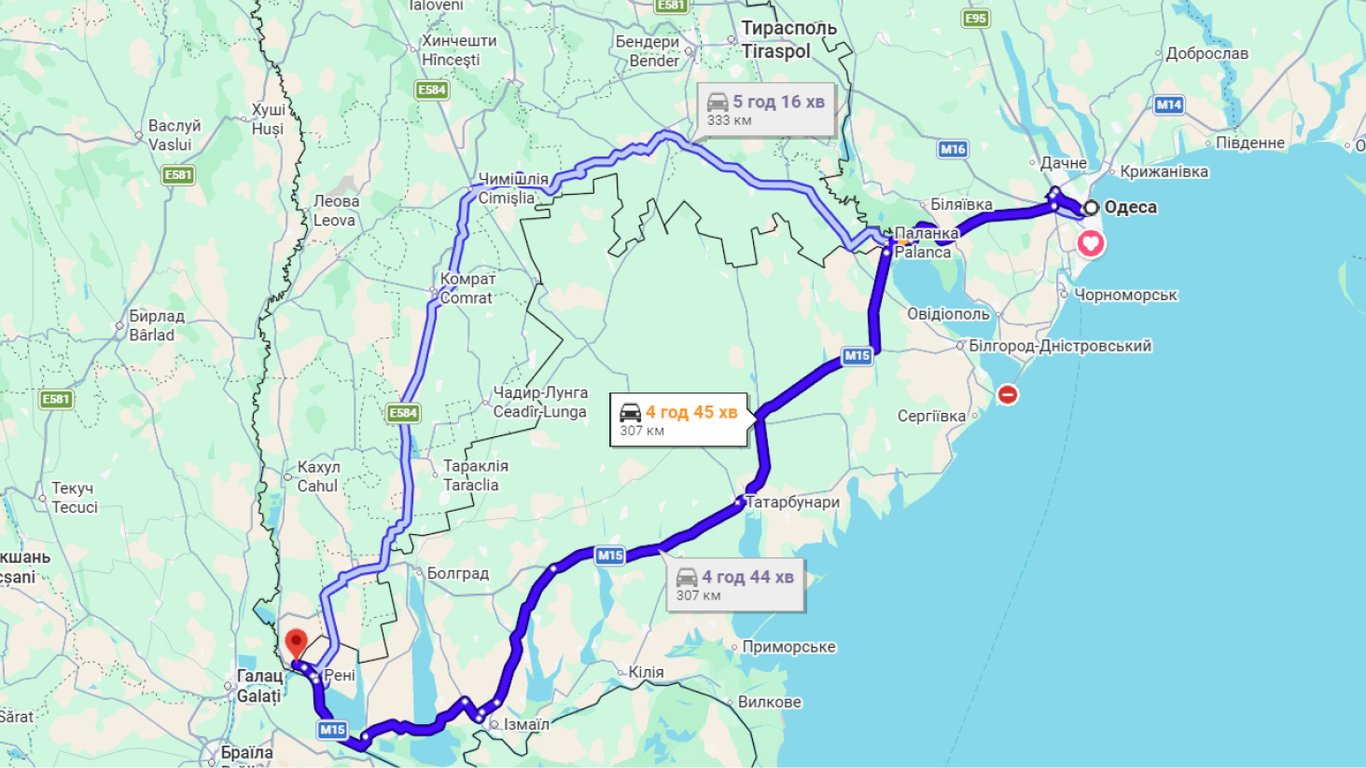 Затори на трасі Одеса-Рені