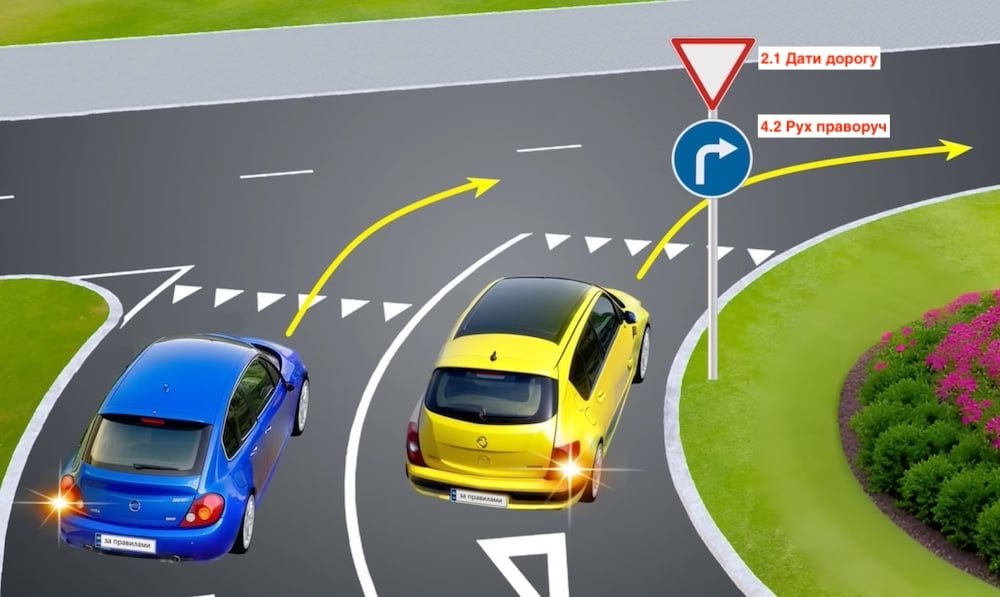 Тест з ПДР: яки поворотник треба вмикати?