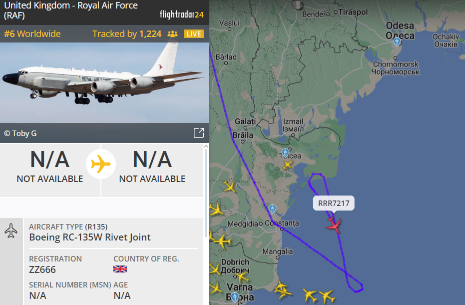 Зліт американської авіації — розвідувальні літаки НАТО помічені біля Одещини - фото 1