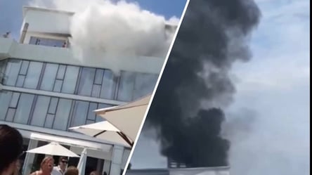 Черный дым охватил пляж: в Одессе на Аркадии горит гостиница. Видео - 285x160