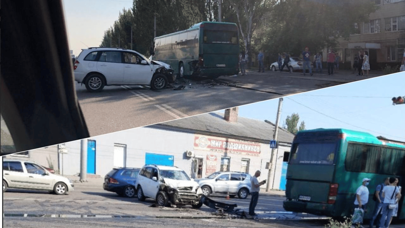 В Одессе ДТП между автомобилем и автобусом спровоцировало пробки - фото