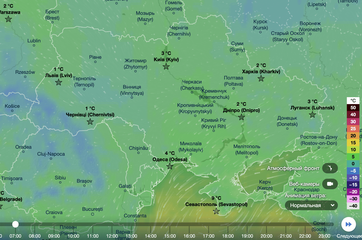 Карта температур
