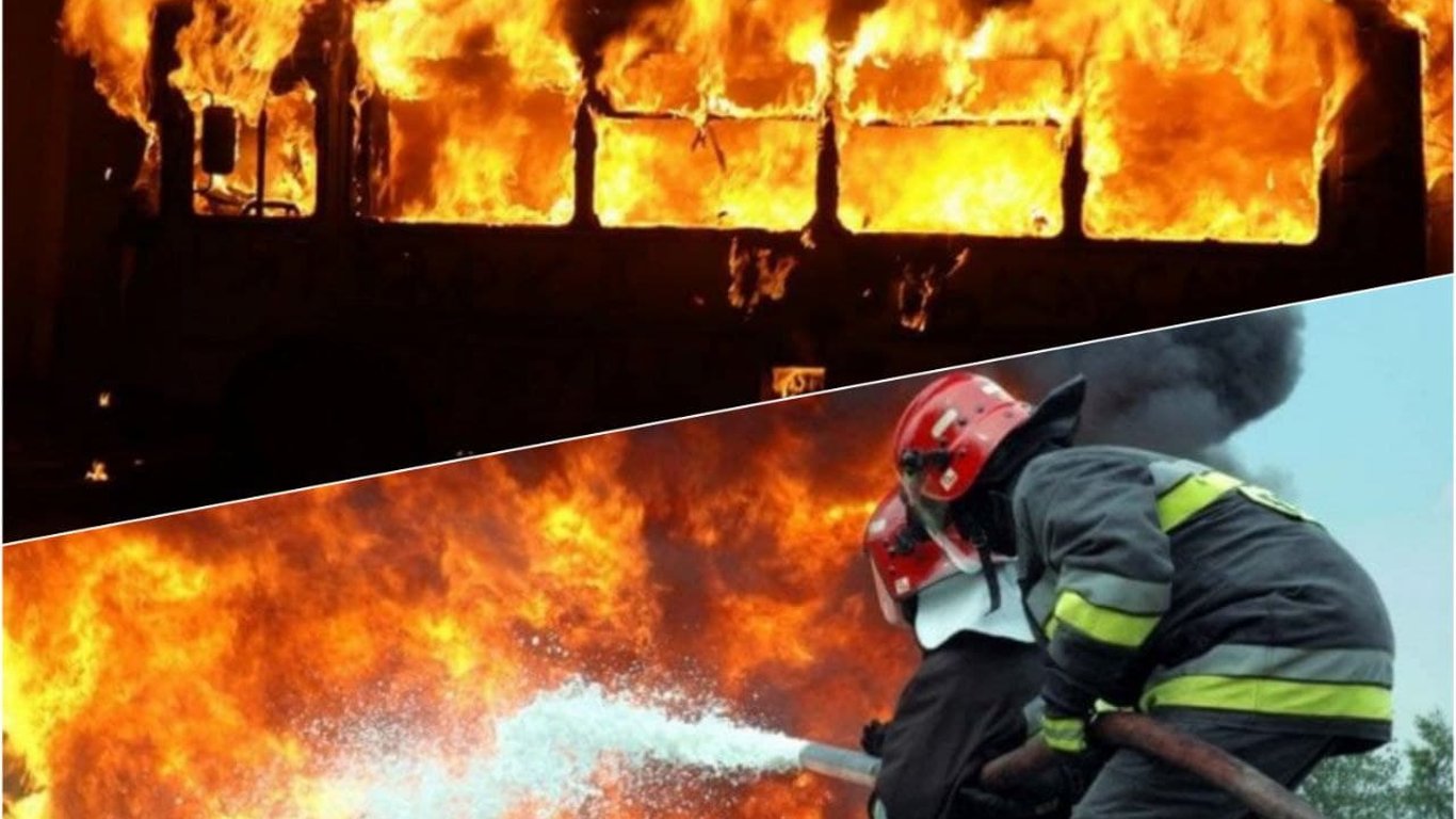 Под Одессой загорелся автобус с пассажирами