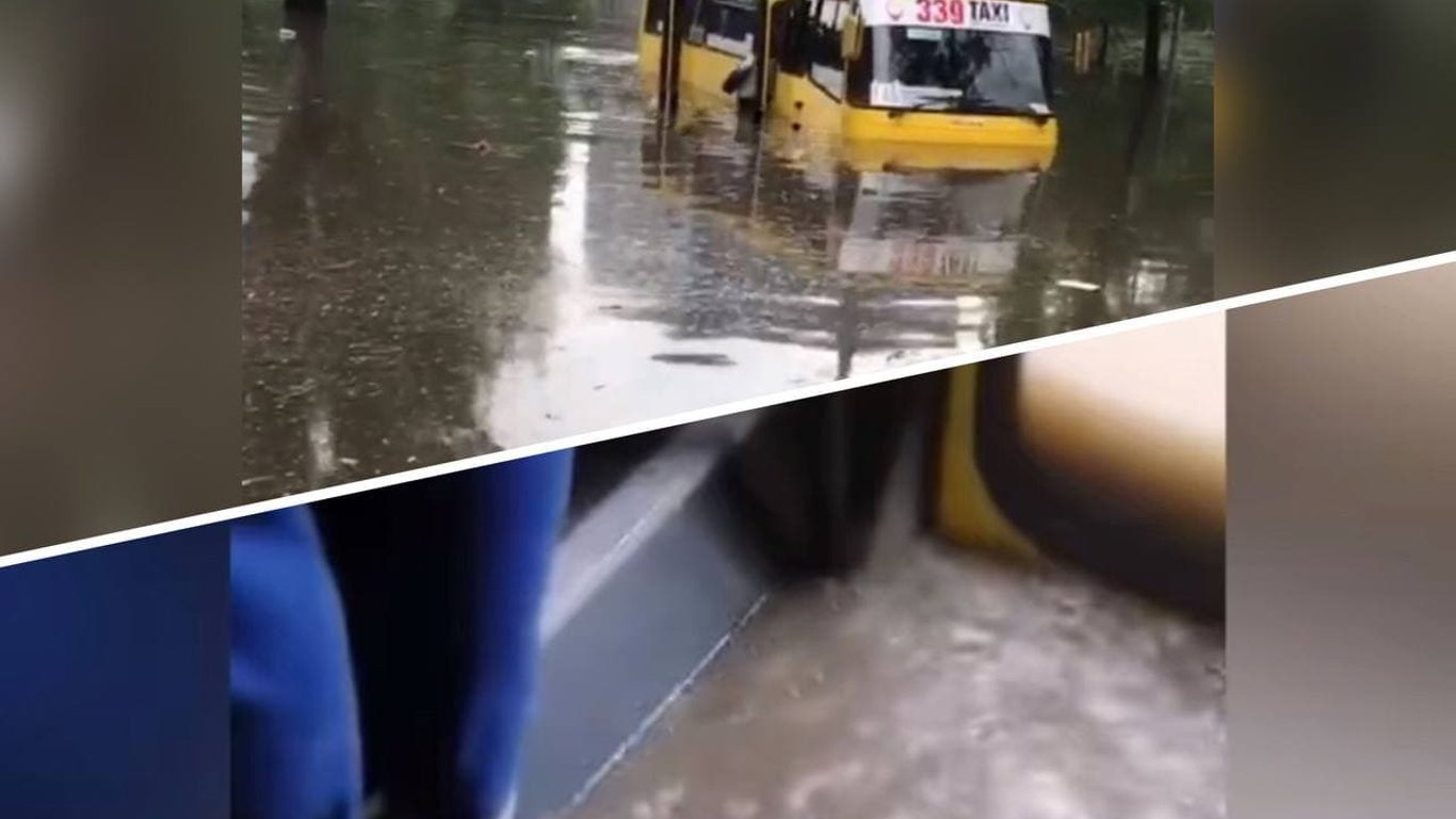 Одесса потоп сегодня - маршрутка ушла под воду