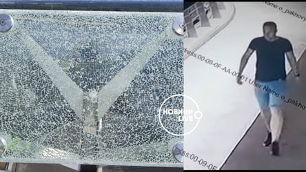 В Киеве мужчина разбил стекло на "мосту Кличко". Видео с вандалом - 285x160