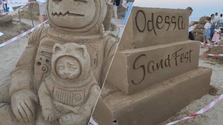 Украинский космонавт, мультики и котики: какие песчаные скульптуры построили на пляже в Одессе. Фото - 285x160