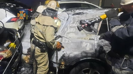 В Харькове  загорелся элитный автомобиль на парковке: он мог принадлежать топ-полицейскому - 285x160