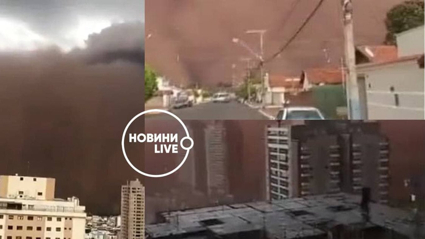 Буря в Бразилии - мощное облако пыли накрыло Сан-Паулу