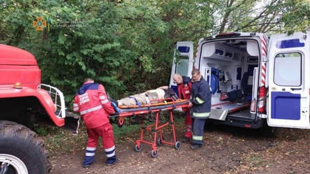 Упал на глубину 15 метров: на Харьковщине спасатели вытащили мужчину с инсультом, который попал в овраг. Кадры - 285x160
