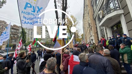 Під посольством Грузії у Києві прихильники Саакашвілі влаштували мітинг. Фото, відео - 285x160