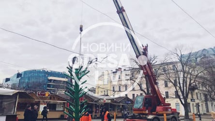 Праздник приближается: в Одессе на Дерибасовской устанавливают елку. Фото - 285x160