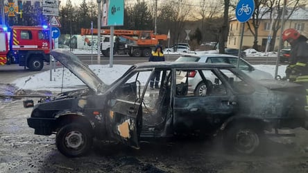 Во Львове полностью сгорел автомобиль. Фото, видео пожара - 285x160