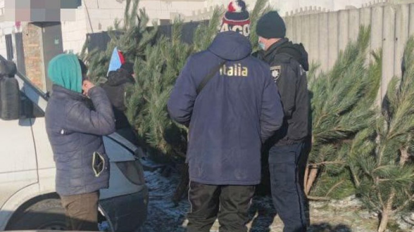 На Харьковщине полиция задержала незаконных торговцев новогодними елками