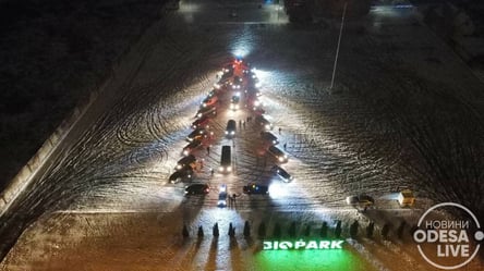 В Одесі містяни створили величезну ялинку з автомобілів. Відео - 285x160