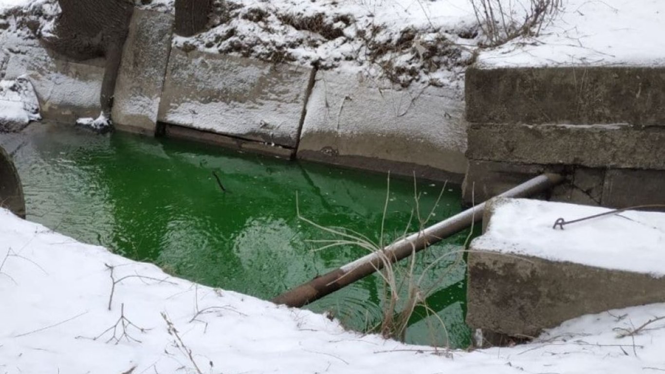 Река Сырец в Киеве: вода позеленела