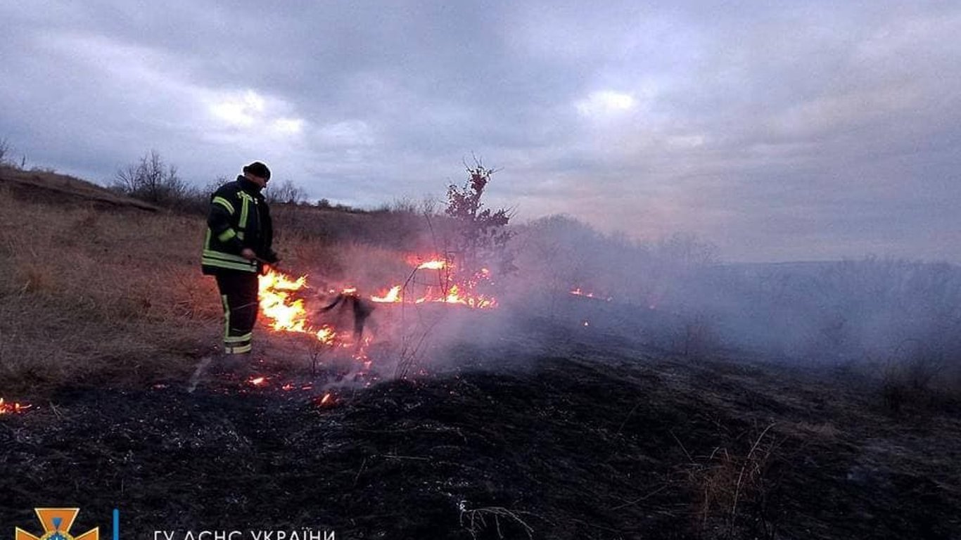 В Одеській області горіла суха трава 15 лютого