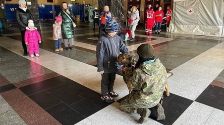 Кінологи із собаками на київському вокзалі рятують дітей від жахів війни - 285x160