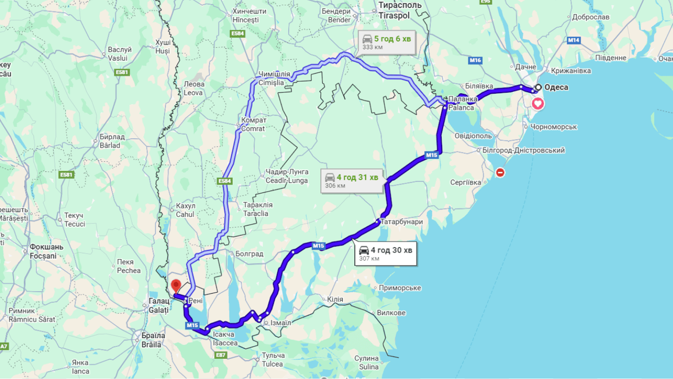 Затори на трасі Одеса-Рені