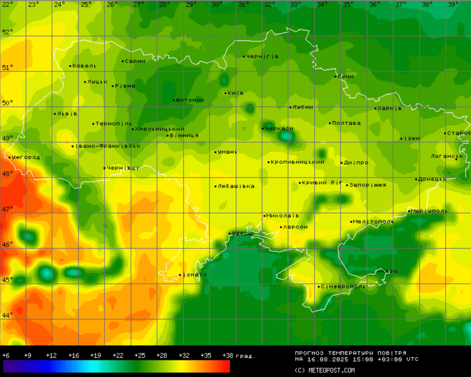 Прогноз погоди в Україні на 16 серпня