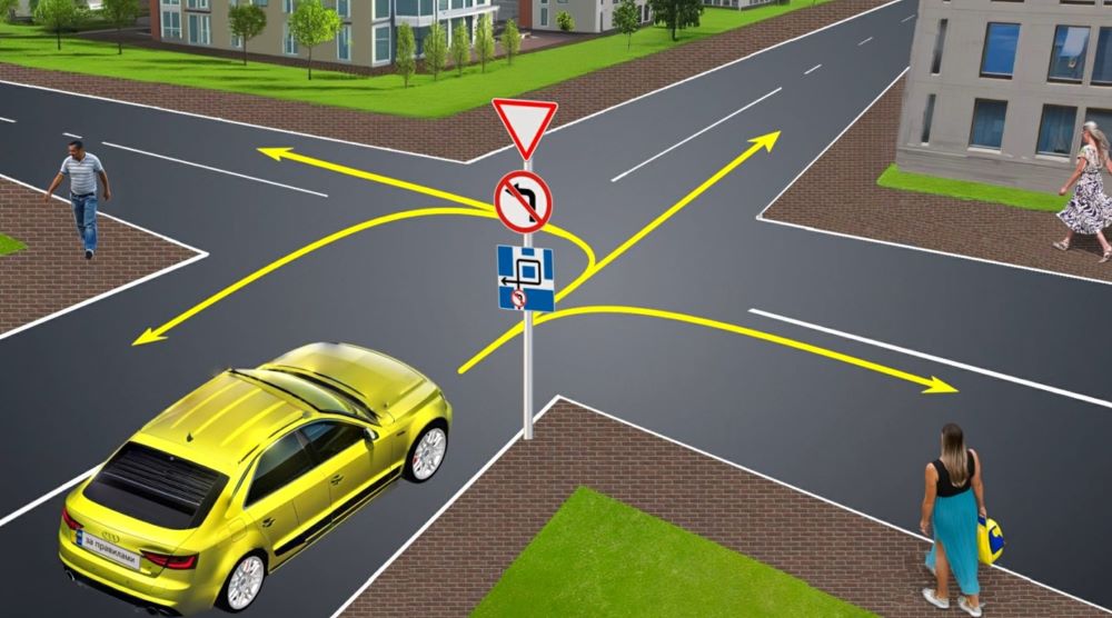 Рідкісний знак — куди дозволено рух водієві жовтого автомобіля - фото 1